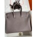 Hermes Birkin 35 Retourne Handmade Bag In Etain Epsom Calfskin Hermes Birkin 35 Retourne Handmade Bag In Etain Epsom Calfskin