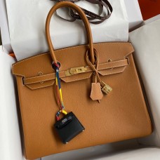 Hermes Birkin 35 Retourne Handmade Bag In Gold Epsom Calfskin Hermes Birkin 35 Retourne Handmade Bag In Gold Epsom Calfskin