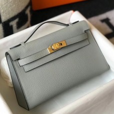 Hermes Kelly Pochette Bag In Blue Glacier Epsom Leather Hermes Kelly Pochette Bag In Blue Glacier Epsom Leather