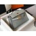 Hermes Kelly Pochette Bag In Blue Glacier Epsom Leather Hermes Kelly Pochette Bag In Blue Glacier Epsom Leather