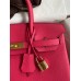 Hermes Birkin 30 Retourne Handmade Bag In Rose Red Clemence Leather Hermes Birkin 30 Retourne Handmade Bag In Rose Red Clemence Leather