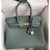 Hermes Birkin 30 Retourne Handmade Bag In Vert Amande Clemence Leather Hermes Birkin 30 Retourne Handmade Bag In Vert Amande Clemence Leather