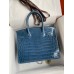 Hermes Birkin 30 Handmade Bag In Blue Tempete Crocodile Niloticus Shiny Skin Hermes Birkin 30 Handmade Bag In Blue Tempete Crocodile Niloticus Shiny Skin