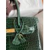 Hermes Birkin 30 Handmade Bag In Green Crocodile Porosus Shiny Skin Hermes Birkin 30 Handmade Bag In Green Crocodile Porosus Shiny Skin