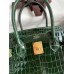 Hermes Birkin 30 Handmade Bag In Green Crocodile Porosus Shiny Skin Hermes Birkin 30 Handmade Bag In Green Crocodile Porosus Shiny Skin