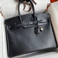Hermes Birkin 35 Retourne Handmade Bag In Black Box Calfskin Hermes Birkin 35 Retourne Handmade Bag In Black Box Calfskin