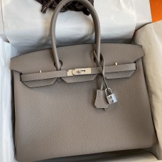 Hermes Birkin 35 Retourne Handmade Bag In Gris Asphalt Clemence Leather Hermes Birkin 35 Retourne Handmade Bag In Gris Asphalt Clemence Leather
