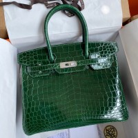 Hermes Birkin 30 Handmade Bag In Malachite Crocodile Niloticus Shiny Skin Hermes Birkin 30 Handmade Bag In Malachite Crocodile Niloticus Shiny Skin