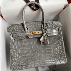 Hermes Birkin 30 Handmade Bag In Tourterelle Crocodile Niloticus Shiny Skin Hermes Birkin 30 Handmade Bag In Tourterelle Crocodile Niloticus Shiny Skin