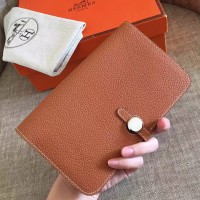 Hermes Dogon Duo Wallet In Gold Clemence Leather Hermes Dogon Duo Wallet In Gold Clemence Leather