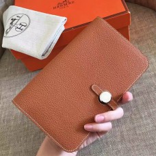Hermes Dogon Duo Wallet In Gold Clemence Leather Hermes Dogon Duo Wallet In Gold Clemence Leather