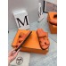 Hermes Womens Chypre Sandals In Orange Epsom Calfskin