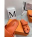 Hermes Womens Chypre Sandals In Orange Epsom Calfskin