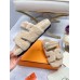 Hermes Women's Chypre Sandals In Off White Shearling Hermes Womens Chypre Sandals In Off White Shearling