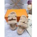 Hermes Women's Chypre Sandals In Off White Shearling Hermes Womens Chypre Sandals In Off White Shearling