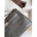 Hermes Kelly Pochette Handmade Bag In Graphite Matte Alligator Leather