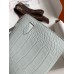 Hermes Kelly Pochette Handmade Bag In Pearl Grey Matte Alligator Leather