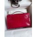 Hermes Kelly Pochette Handmade Bag In Rose Extreme Shiny Alligator Leather