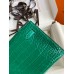 Hermes Kelly Pochette Handmade Bag In Vert Emerald Shiny Alligator Leather