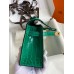 Hermes Kelly Pochette Handmade Bag In Vert Emerald Shiny Alligator Leather