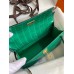 Hermes Kelly Pochette Handmade Bag In Vert Emerald Shiny Alligator Leather