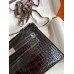 Hermes Kelly Pochette Handmade Bag In Black Shiny Alligator Leather Hermes Kelly Pochette Handmade Bag In Black Shiny Alligator Leather