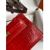 Hermes Kelly Pochette Handmade Bag In Red Shiny Alligator Leather