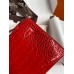 Hermes Kelly Pochette Handmade Bag In Red Shiny Alligator Leather
