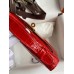 Hermes Kelly Pochette Handmade Bag In Red Shiny Alligator Leather