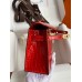 Hermes Kelly Pochette Handmade Bag In Red Shiny Alligator Leather