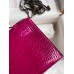 Hermes Kelly Pochette Handmade Bag In Rose Scheherazade Shiny Alligator Leather