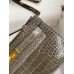 Hermes Kelly Pochette Handmade Bag In Taupe Shiny Alligator Leather