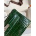Hermes Kelly Pochette Handmade Bag In Vert Fonce Shiny Alligator Leather