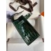 Hermes Kelly Pochette Handmade Bag In Vert Fonce Shiny Alligator Leather