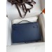 Hermes Kelly Pochette Handmade Bag In Blue Saphir Epsom Calfskin Hermes Kelly Pochette Handmade Bag In Blue Saphir Epsom Calfskin