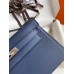 Hermes Kelly Pochette Handmade Bag In Blue Saphir Epsom Calfskin Hermes Kelly Pochette Handmade Bag In Blue Saphir Epsom Calfskin