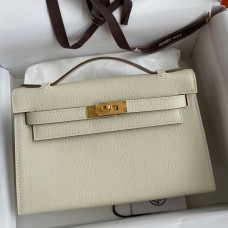 Hermes Kelly Pochette Handmade Bag In Craie Epsom Calfskin Hermes Kelly Pochette Handmade Bag In Craie Epsom Calfskin