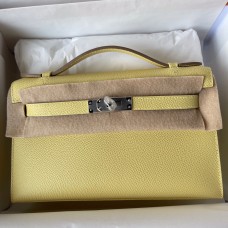 Hermes Kelly Pochette Handmade Bag In Jaune Poussin Epsom Calfskin Hermes Kelly Pochette Handmade Bag In Jaune Poussin Epsom Calfskin