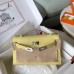 Hermes Kelly Pochette Handmade Bag In Jaune Poussin Epsom Calfskin Hermes Kelly Pochette Handmade Bag In Jaune Poussin Epsom Calfskin