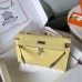 Hermes Kelly Pochette Handmade Bag In Jaune Poussin Epsom Calfskin Hermes Kelly Pochette Handmade Bag In Jaune Poussin Epsom Calfskin