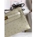 Hermes Kelly Pochette Handmade Bag In Beton Ostrich Leather Hermes Kelly Pochette Handmade Bag In Beton Ostrich Leather