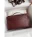 Hermes Kelly Pochette Handmade Bag In Bordeaux Ostrich Leather Hermes Kelly Pochette Handmade Bag In Bordeaux Ostrich Leather