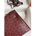 Hermes Kelly Pochette Handmade Bag In Bordeaux Ostrich Leather Hermes Kelly Pochette Handmade Bag In Bordeaux Ostrich Leather