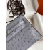 Hermes Kelly Pochette Handmade Bag In Gris Agate Ostrich Leather Hermes Kelly Pochette Handmade Bag In Gris Agate Ostrich Leather