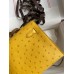 Hermes Kelly Pochette Handmade Bag In Jaune Ambre Ostrich Leather