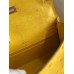 Hermes Kelly Pochette Handmade Bag In Jaune Ambre Ostrich Leather