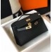 Hermes Kelly Pochette Bag In Black Epsom Leather Hermes Kelly Pochette Bag In Black Epsom Leather