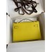 Hermes Kelly Pochette Handmade Bag In Lime Epsom Calfskin Hermes Kelly Pochette Handmade Bag In Lime Epsom Calfskin