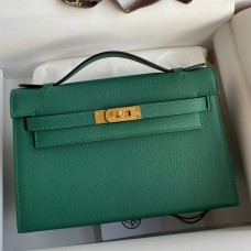 Hermes Kelly Pochette Handmade Bag In Malachite Epsom Calfskin Hermes Kelly Pochette Handmade Bag In Malachite Epsom Calfskin
