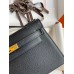 Hermes Kelly Pochette Handmade Bag In Black Epsom Calfskin Hermes Kelly Pochette Handmade Bag In Black Epsom Calfskin